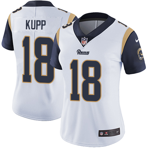 Nike Rams #18 Cooper Kupp White Women's Stitched NFL Vapor Untouchable Limited Jersey - Click Image to Close
